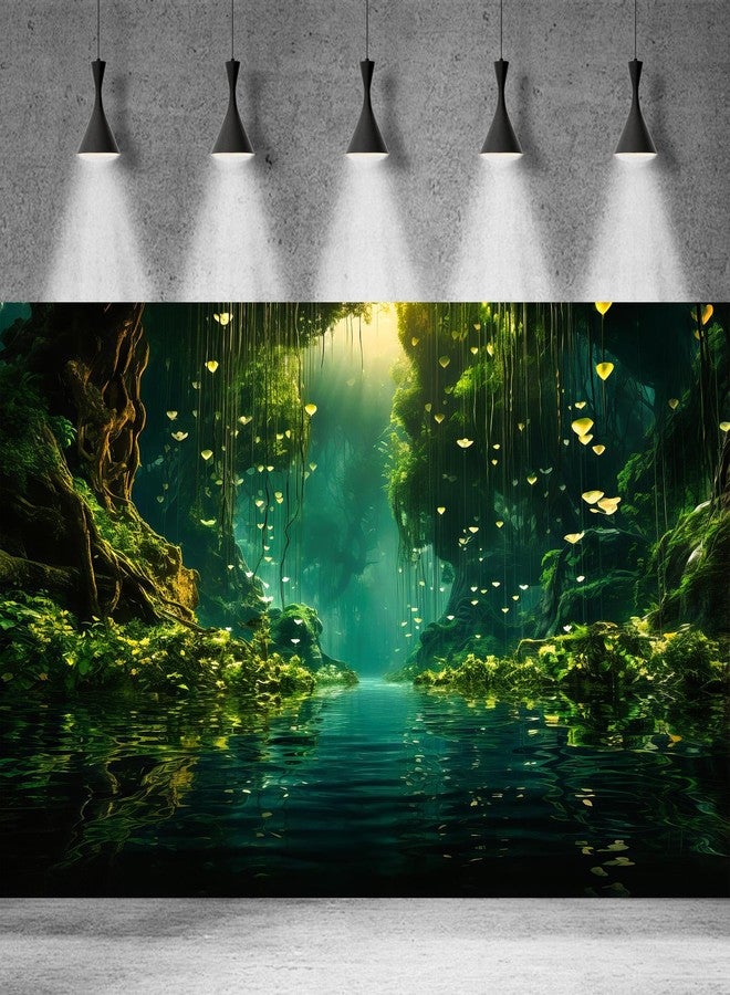CaterRina Jungles Aquarium Background Dense Rainforest Tranquil Lake Terrarium Background Foggy Sunbeams Forest Jungle Style Theme Fish Tank Backdrop Wallpaper Tank Poster Decorations Vinyl 24x12in - Image 3